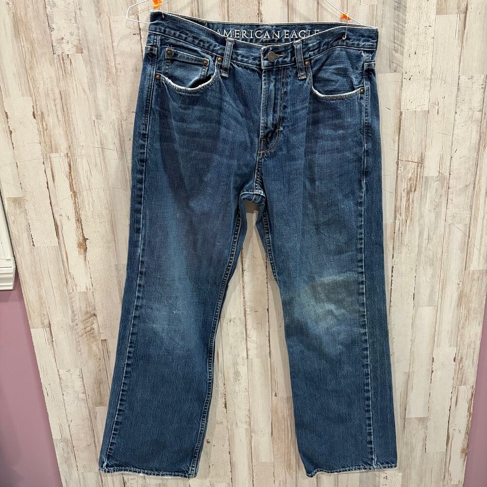 American Eagle 100% Cotton‎ Boot Cut Jeans Dark Wash Men’s Size 33X31